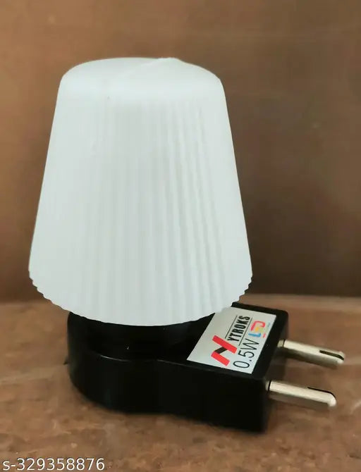 Nytroks Decorative Unique LED Night Lamp 0.5w Night Light for Bedroom Hall Dinning Room Any Space at your Home | Socket 2 Plug & Pin Jack | Multicolour | Home decor item | Energy-saving lamp | Ambient lighting Small Lamp | Color White Pack 2