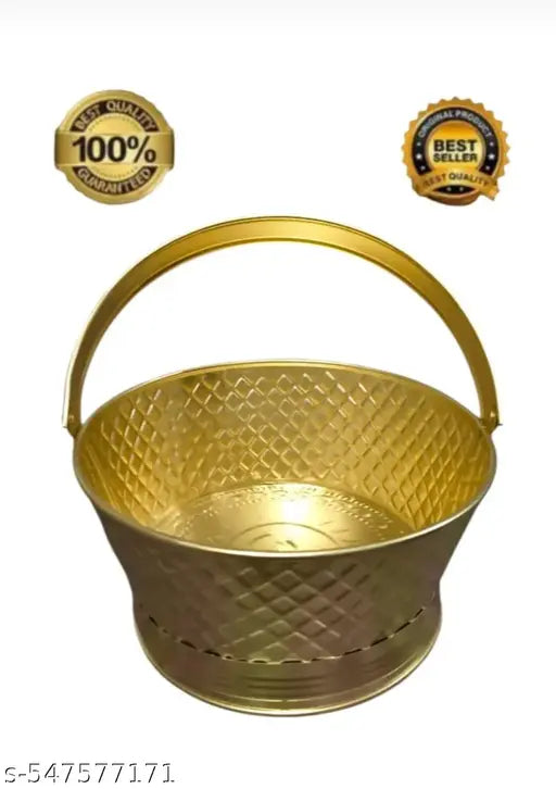 New flower Golden basket  9 inch Multi Design basket/Urali/  | Golden Big basket/basket Use as Serving pooja/Bowl Decorative, and Mainly for Pooja Purpose