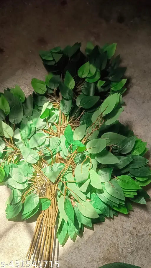 The Decor Affair 6Pcs- Artificial Banyan Leaves Plastic Tree Branches Plant,Maple Leaf and Silk Flowers and Leaves, Plastic Vines Leafs. (Green)