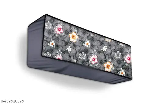 KCE STORE AC Cover / Printed Dust Cover For Indoor UNIT ONLY And All Type AC Split Cover (GRAY PINK LEAF [ 1.5 TON ])
