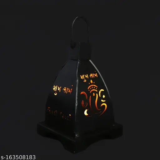 Iron Ganesh Hanging Light Holder Iron Tealight Holder  (Black, Pack of 1)