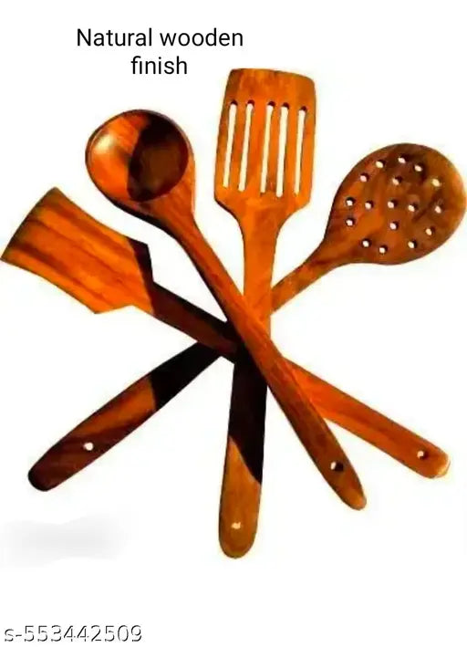 Heaven Craft's Wooden Cooking Spoon Set, Wooden laddle(Color: Brown and Biege)