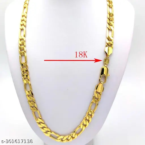 1 Gram Gold plated Chain For Boys and Man Gold-plated Plated Brass Chain (23 Inch)Water And Sweat Proof Jawellery
