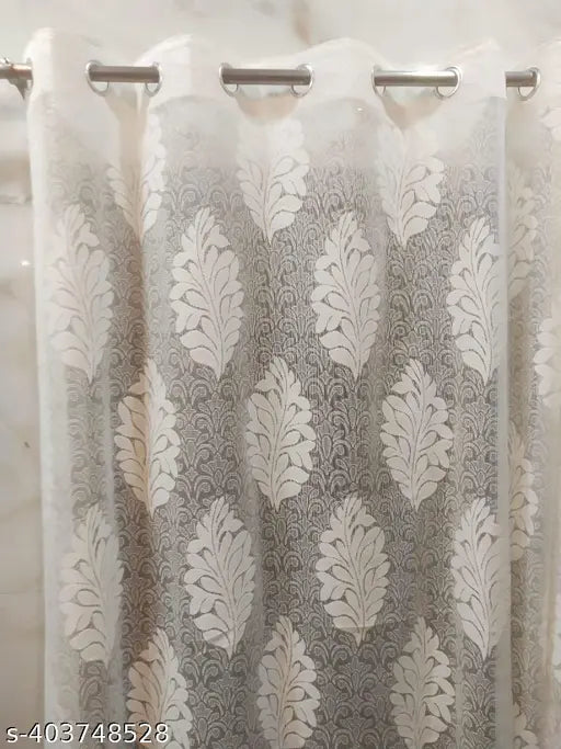 MIGEN Polyester Beautiful Heavy Tissue Net Floral Semi Transparent Fancy Sheer Curtain Parda for Living || Home Use 4 x 5 Feet Window, 4×7 Door, 4×9 Long Door Use 2 Pecs Curtains