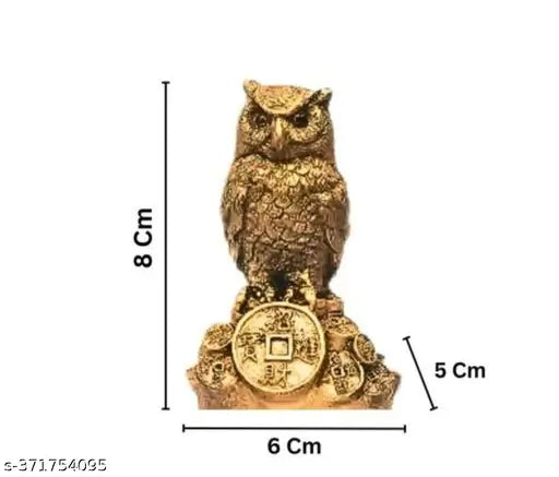 PMR Combo of 3 Feng Shui Owl Statue for  and Wisdom | Golden Owl Showpiece for Home Table Decor or Vastu Purpose