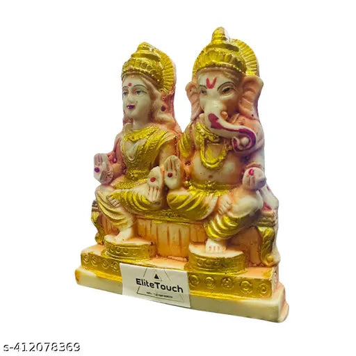 ELITETOUCH Ganesha Laxmi Set For Puja, Laxmi Ganesha Murti, Laxmi Ganesha Murti For Diwali Pooja, Marble Laxmi Ganesha For Diwali, Laxmi Ganesha for Vastu, home, temple, office, Gifting And Purpose Luck And Happiness Marble Size Lxbxh=10x2x12 Cm