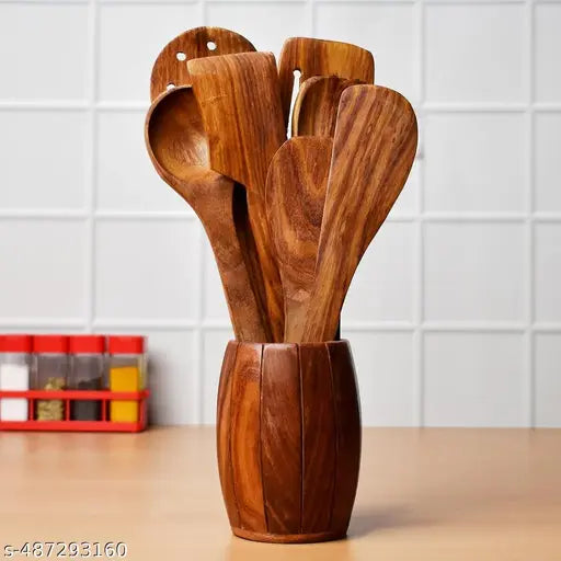 WOODEN SPOON SET OF 7  no  holder
