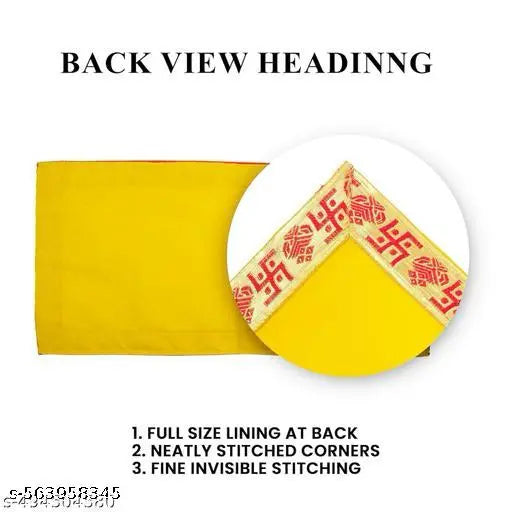 Velvet Aasan Mat | Pooja Aasan Mat | Golden Lace Satya Prayer Mat | Traditional Chowki Prayer Mat |Size : 10 x 20 Inch |Pack Of 2 (YELLOW)