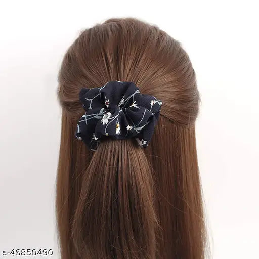 Drisona Satin Silk Printed, Plain & Velvet Scrunchies For Women And Girls Less Hair fall Hairbands Rubber Band Multicolor color Pack of-12 Pcs