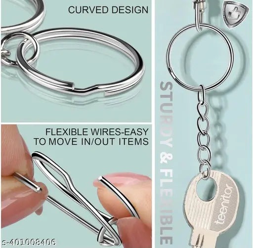 High Quality Golden Metal 40 And Silver 40 Loops Rings Keyring With Chain Open Jump Ring Connector Key Rings For Jewelry. Making Spring Rings, Art And Craft, Diy, Resin, Making Handbag Keychain