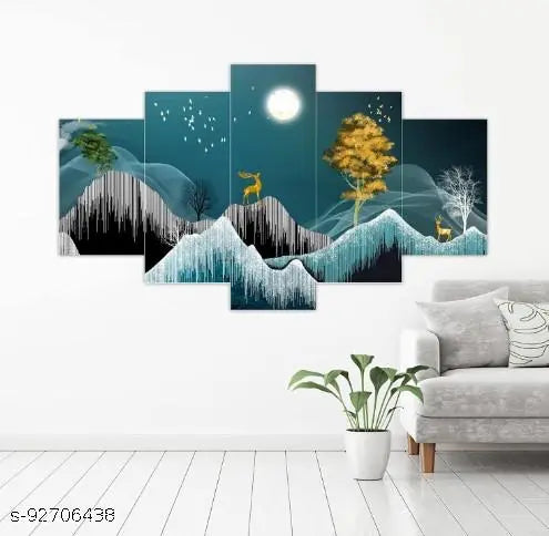 Set Of 5 Modern Art Wall Painting For Living Room /Modern art self adeshive Home decorative gift item , office , hotel MDF framed painting 18 x 30 inch