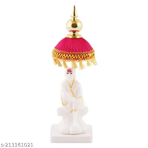 SAMARTH HANDICRAFT Sai Baba Idol Indian/Hindu Goddess Statue, with Red & Yellow  Umbrella Stand.