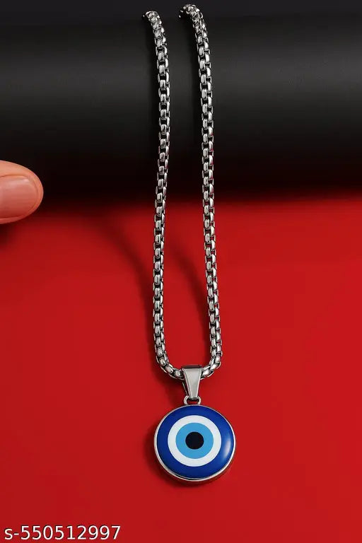 "Stylish Evil Eye Protection Pendant Chain for Men & Women | Nazar Dosh Locket". Attractive Stainless Steel Chain with Evil Eye Charm – Daily Wear & Spiritual Style
