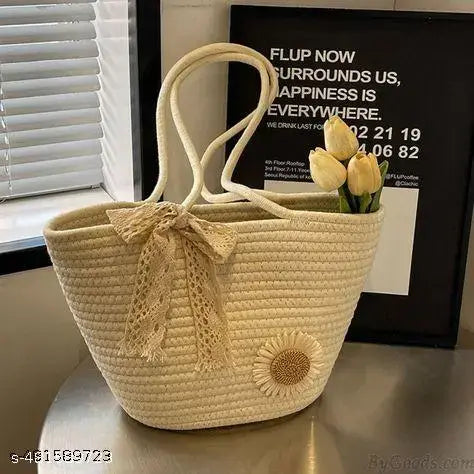 BABELIENE LOVER pure cotton boho fancy Handbag Stylish Handmade bag Basket Bohemian Tote bags shoulder purse for ladies girls college office shopping travel 1pcs