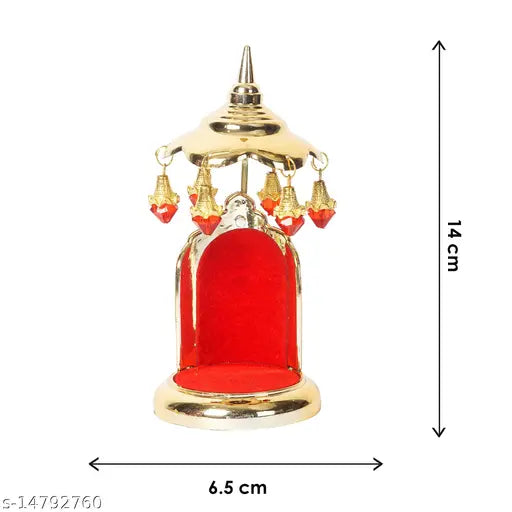 Polyresin Mukut Stone Leaf Design Ganesh Idol Statue with Gold Plate Chatri - Divine Elegance for Car Dashboard, Office, Study Table, Decor, Special Occasion Gifts.Divine Elegance: Polyresin Mukut Stone Leaf Design Ganesh Idol with Gold Plate Chatri emana