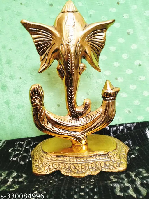 Lord GaneshJi Metal Lord Ganeshji Idol  Special  Ganeshji Chaturthi festival Exclusive Gift Decorative Showpiece - 18 cm  (Metal, Gold) GaneshJi Murti Ganesha Statue