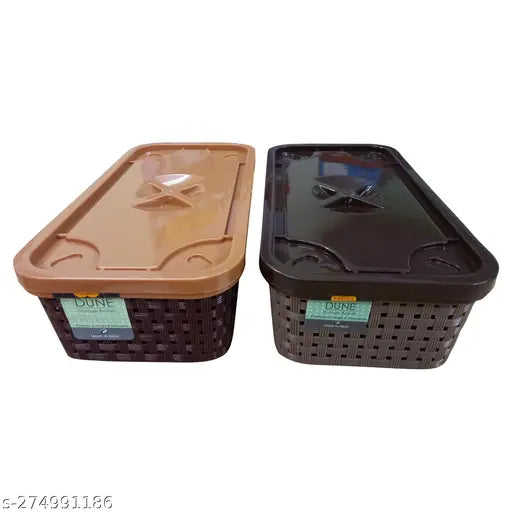 Multipurpose Storage Baskets Organiser for Kitchen | Office | Stationery | Cosmetics | Accessories Baskets Storage Basket  (Pack of 2)(multicolour)
