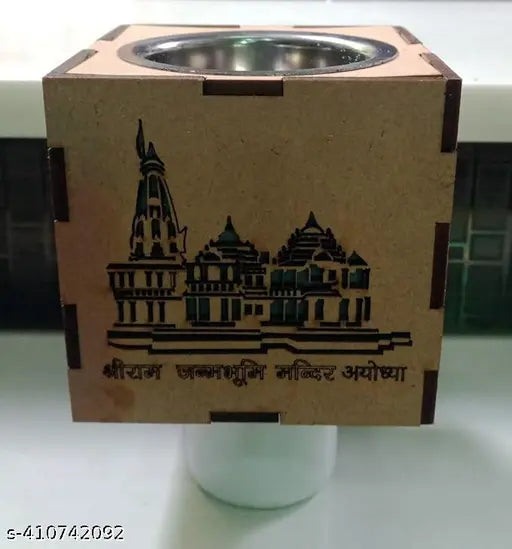 Ram Mandir Ayodhya Kapoordani , Kapurdani , Night Lamp With Kapoordani , Incence Holder , Dupdani , Bukhurdani ,Electric Ceramic Kapoor Dani Stand Kapur Incense Burner Oil Diffuser Cum Night Lamp With Switch For Mandir Gift Pack Of 1