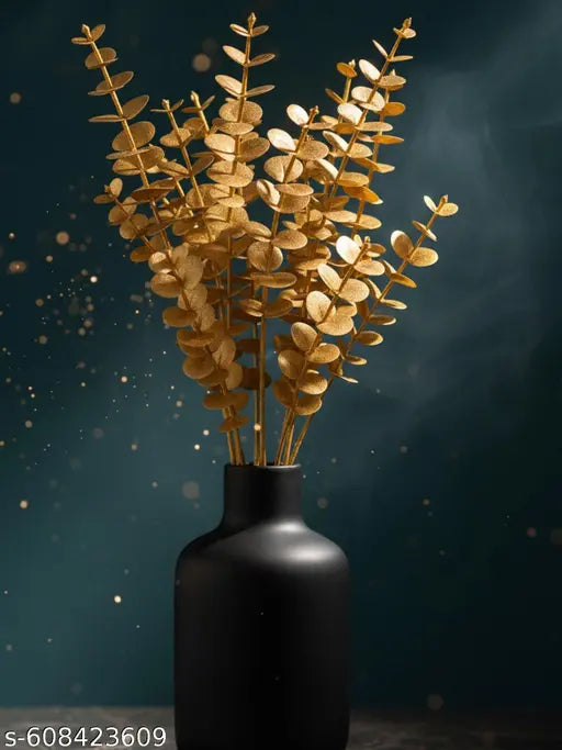 ARTIER Premium Artificial Ginkgo Biloba Leaves Flower Bunch for Vase | Golden Faux Plant Sticks | Home, Office, Table Decor, 85 CM Long