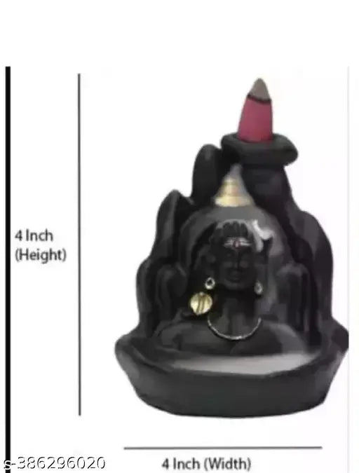 Combo Pack of Shiva Adiyogi AND Ganesha Smoke Incense Holder 50 Units of Backflow Cones Polyresin Incense Holder  (Black)