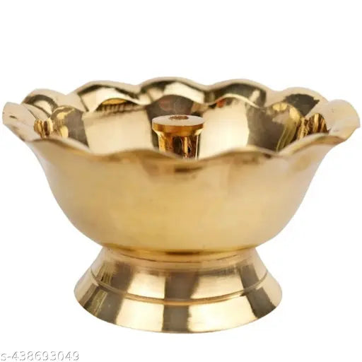 Brass Akhand Floral Oil Lamp for Puja purchase Table Diya Oil Lamp