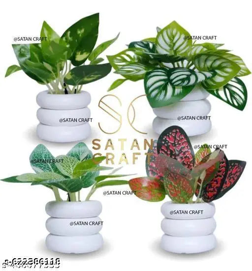 Planet Artificial Plants for Home Decor | Realistic Looking | Home Decor Items | Durable Plastic | Wall Decoration Items for Living Room | Dimensions: 6 cm X 12 cm (Pack of 4)