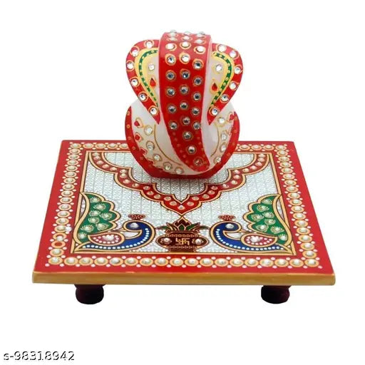Deva lord ganesha statue for pooja vinayak murti sitting ganpati for home temple mandir puja office desk / table shop counter ganesh chaturthi decoration item decorative god idols for diwali gift for house warming, inauguration party, anniversary