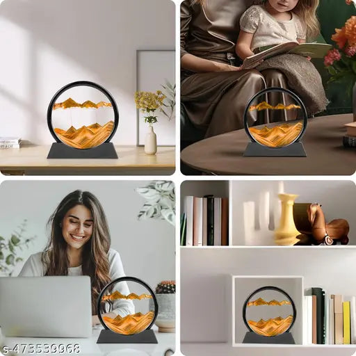 Moving Sand Showpiece Art Picture Glass Liquid Painting 3D Natural Landscape Showpieces For Valentine Decor