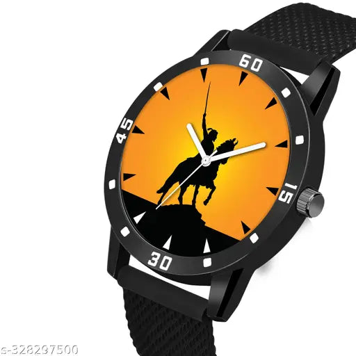 Cloud cool Analogue Shivaji Design Round Dial Latest Fashion Leather Strap Stylish Wrist Watch for Men and Boys, Pack of 1