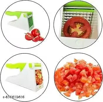 Vegetable Chopper for Kitchen | French Fries Cutter | Heavy Duty Vegetables Cutter | Unbreakable Chopper for Kitchen | Veggie Chopper & Slicer Lightweight | Green