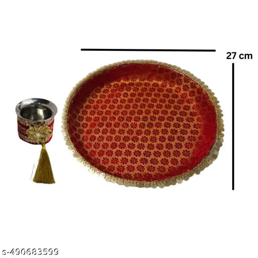 Elegant Pink Pooja Thali Set with Lota & Accessories – Perfect for Festivals & Rituals