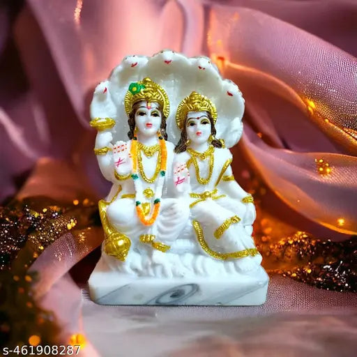 SEEMA HANDICRAFT Lord Laxmi Vishnu Marble Idol Vishnu Statue Temple Decor Religious Murti Pooja Gift Item Spiritual Puja Vastu Showpiece