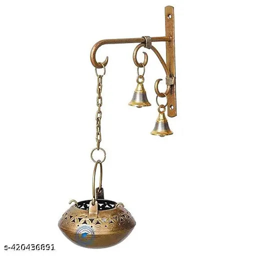 Rajasthani Pure Handmade Handpainted Painted Tea Light Lantern Set with bells and bracket