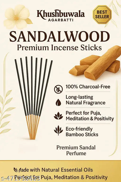 Premium Kesar Chandan Agarbatti 375g | Long Lasting Sandalwood Incense Sticks for Puja & Meditation