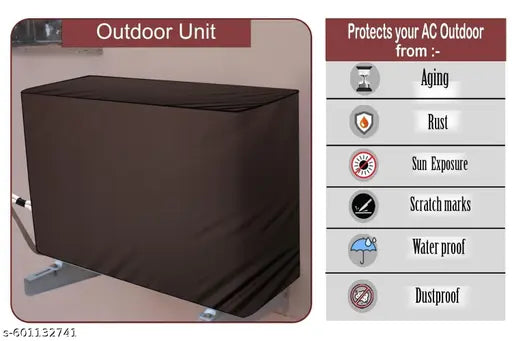 MEESHFLIP Split AC Cover Set, Waterproof Indoor and Outdoor Unit Protection, Digital Print Design, 1.5 Ton, Brown with Clock Design