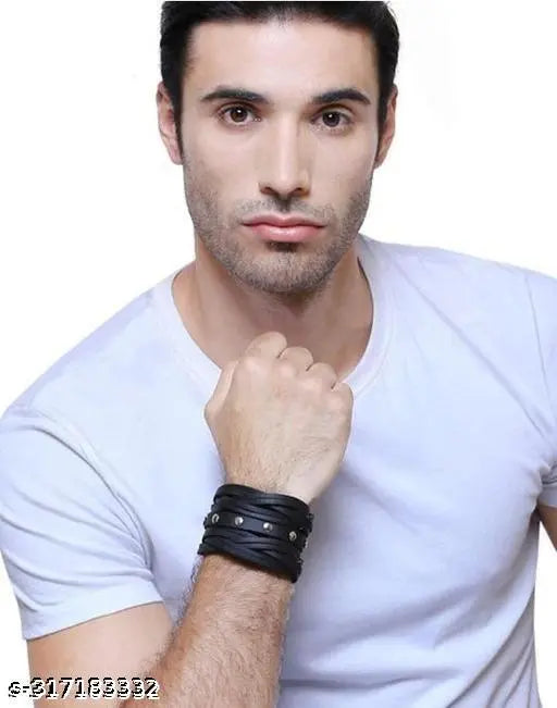 Stylish 2 pieces of  PU Leather Bracelet for Man & boys