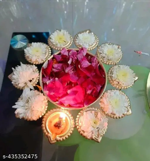 Decorative Lighting For Special Function Like Birthday Anniversary Marriage function Gufran Shaped Urli Bowl Diyas