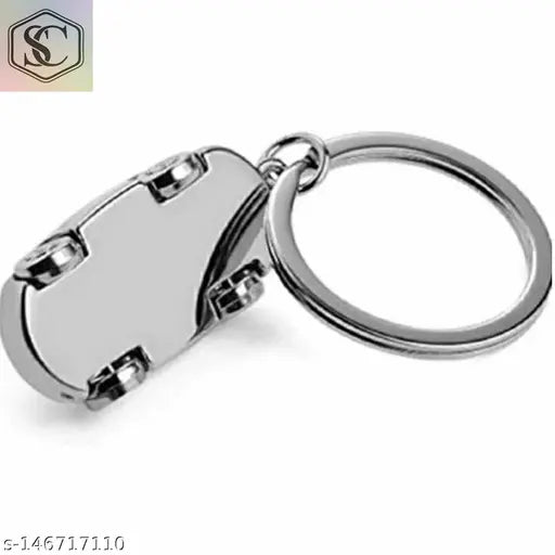 Stylish Men Silver Metal Sports Car Keychain (Pack-1)