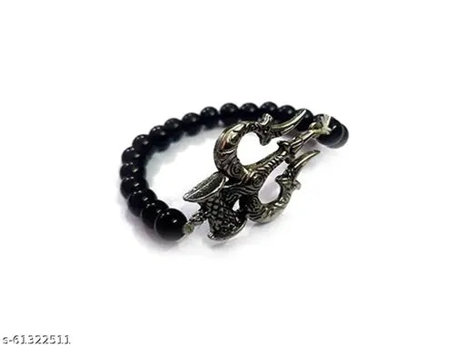 Trishul Damroo Lord Shiva Lucky Charm 8 Mm Stretch Bracelet For Men And Women
