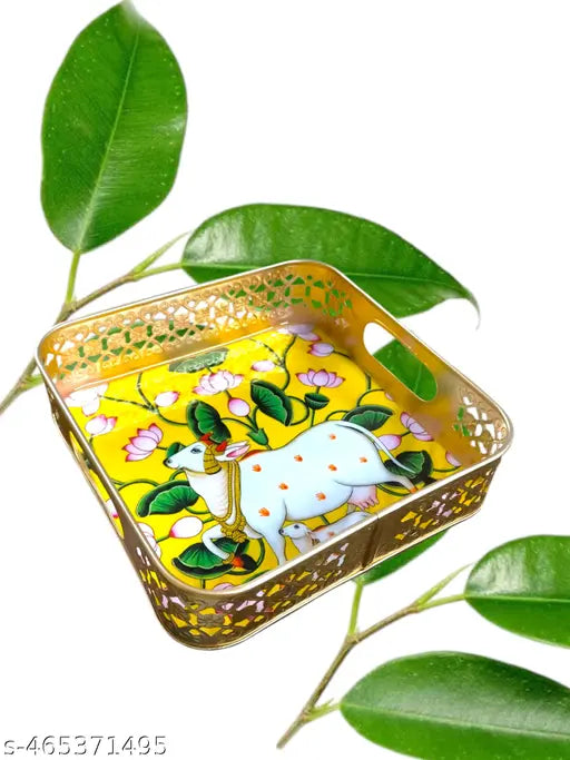 Square pichwai set of 2 tray