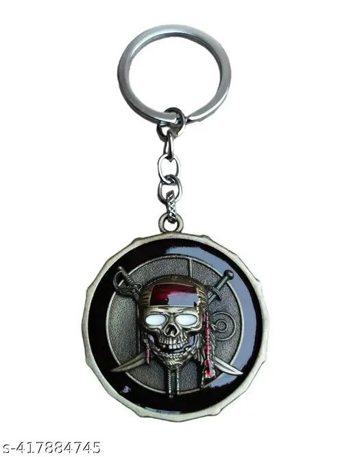 ROTATING SKULL METAL KEYCHAIN