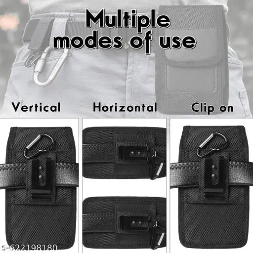Harik Mall Nylon Mobile Belt Pouch Holster case Cover with Belt Clip and Loops - Cell Phone Pouch with Card Holder Protection - Velcro Closure - for all phones (1 pcs)