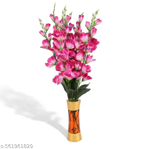 KanRaj ® Pink Gladiolus Artificial Flower  (25 inch, Pack of 2, Flower Bunch) Without Pot