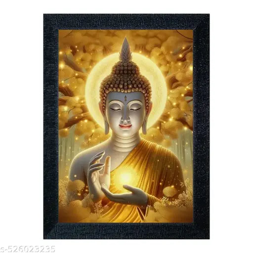 "Divine Golden Buddha Wall Frame | Spiritual Home Decor | Meditating Buddha Art | Positive Energy Painting"