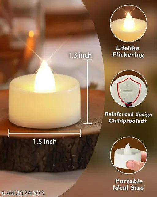Acrylic Led Tea Light Candle For Home Decoration 6 Piece, Yellow,