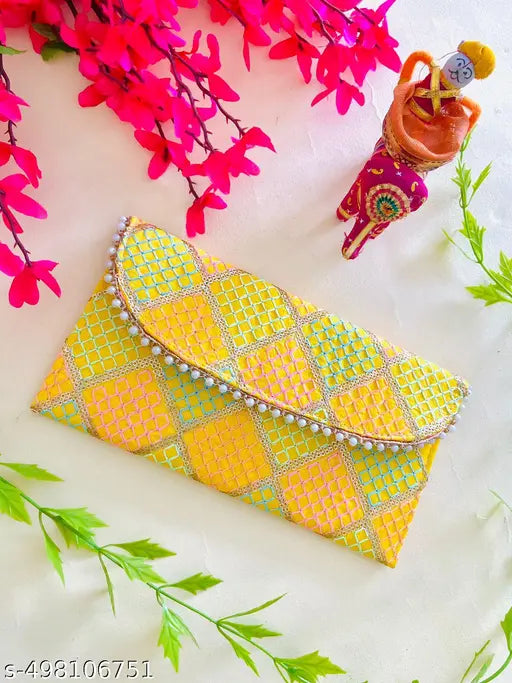 Women Hand Embroidered Clutch Wallet Bag, Clutch Potli Bag for girls and women