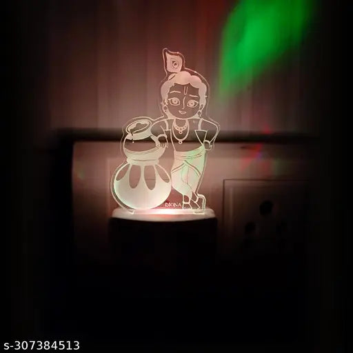Diona Night Lamp Krishna 3D Illusion LED Multo Color Changing Night Light Birthday, Anniversary, Festival Gift
