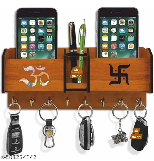 Om Swastik brown key holder for home and office decor