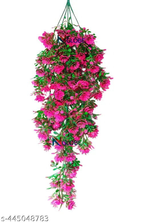 NN Globe Artificial Pink Flower Hanging Bunch /Hanging Bail for Decoration with Hanging Hook Artificial Bonsai/Leaf for Home Decor Artificial flower for Decoration