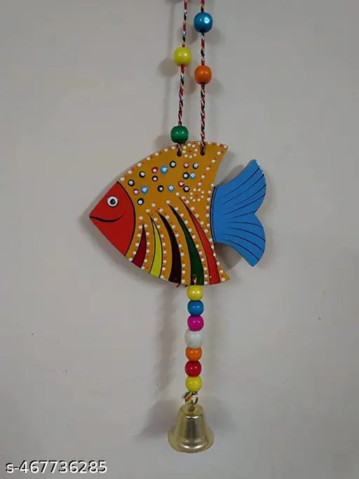Hanging Fish Feng Shui Vastu Handmade Hand-Painted for Garden Balcony Home Office Cafe Decoration Main Door Toran Latkan Festival Decorative Wall Hanging